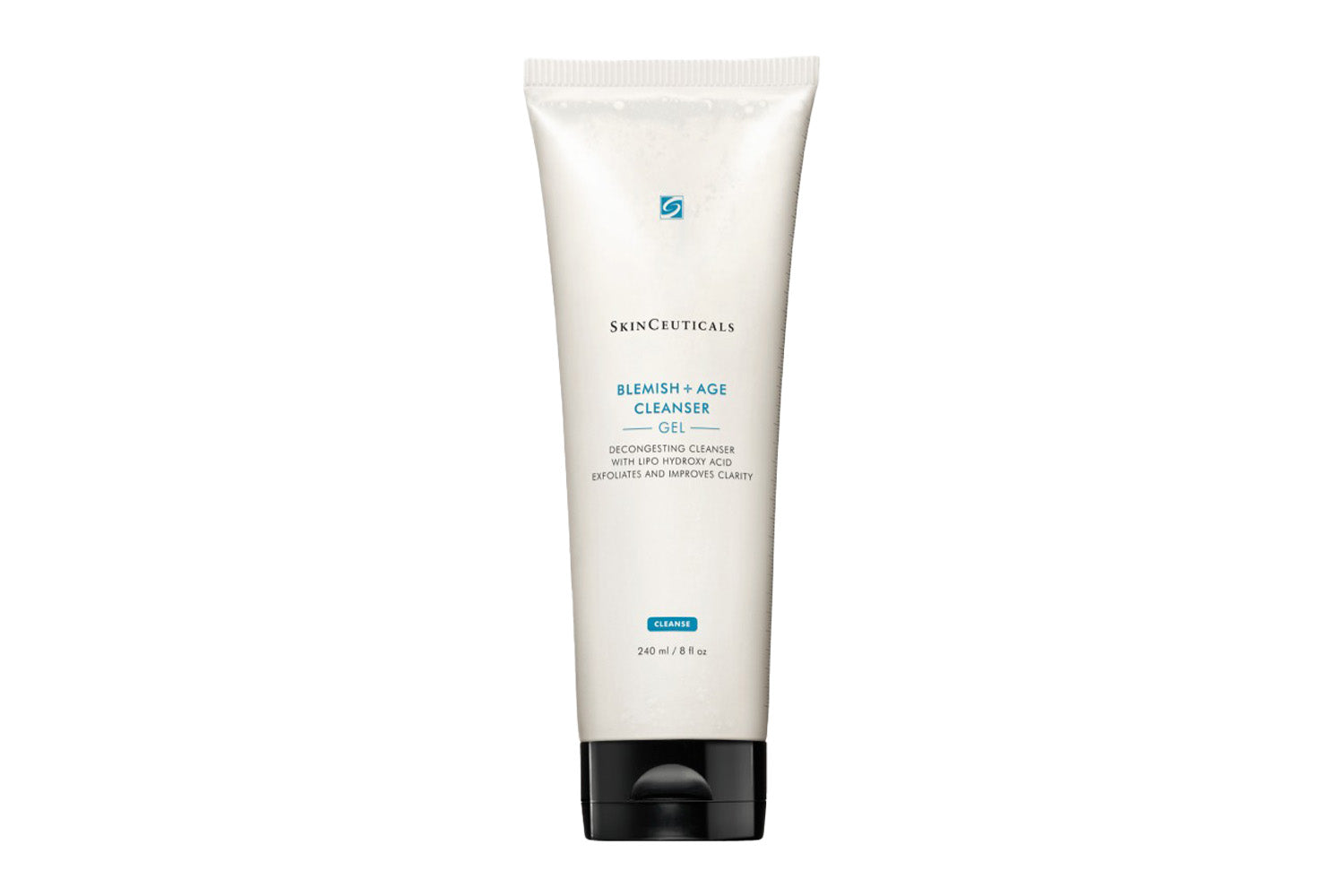 Foto de un tubo de crema color blanco con tapa color negro.